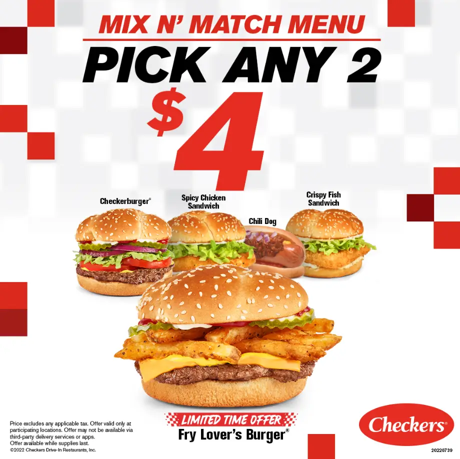 Checkers and Rally’s Mix and Match Deal USA