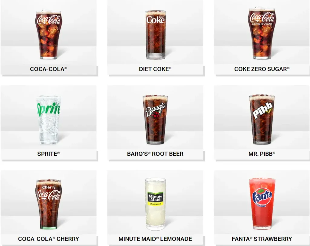 Checkers and Rally’s Soft Drinks Menu USA