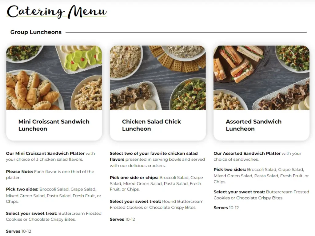 Chicken Salad Chick Catering Menu USA