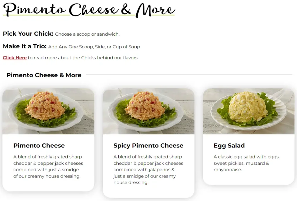 Chicken Salad Chick Pimento Cheese and More Menu USA