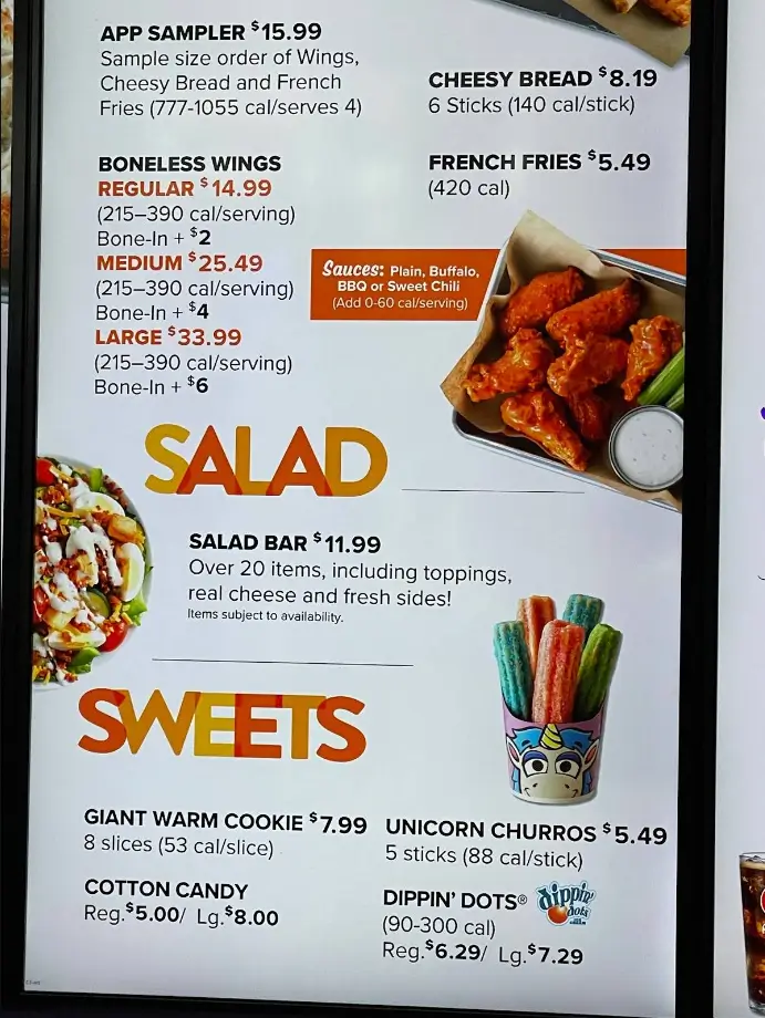 Chuck E. Cheese New Menu Items Prices USA