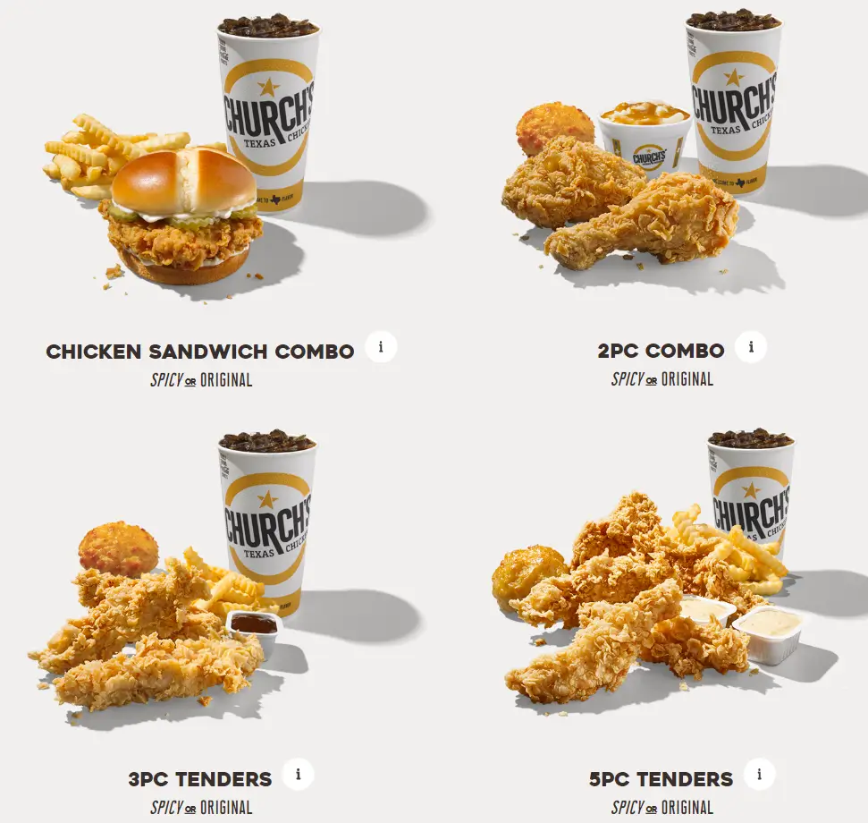 Church’s Chicken Combos Menu USA