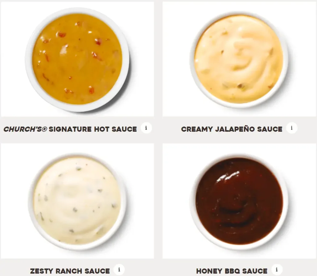 Church’s Chicken Sauces Menu USA