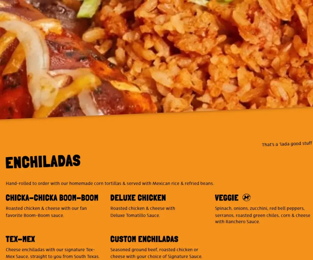 Chuy’s Enchiladas Menu USA