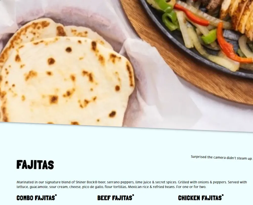 Chuy’s Fajitas Menu USA