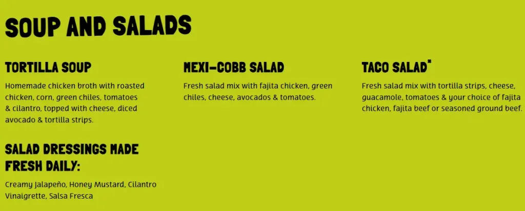 Chuy’s Soup & Salads Menu USA