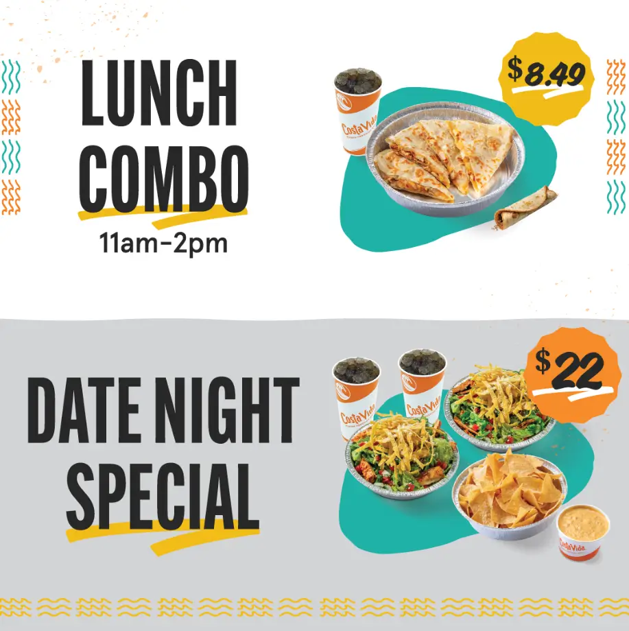 Costa Vida Combo Meals Deal USA