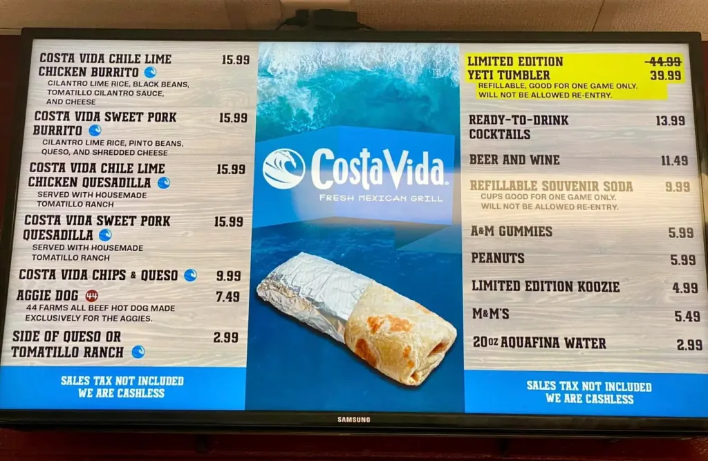 Costa Vida New Menu Items Prices USA