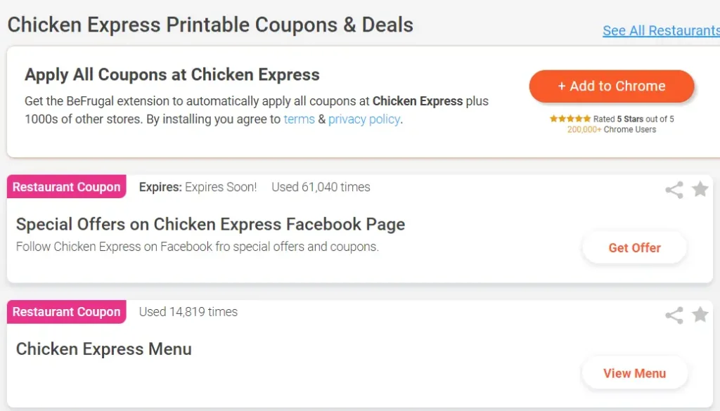 Coupons & Promo Code For Chicken Express Menu USA