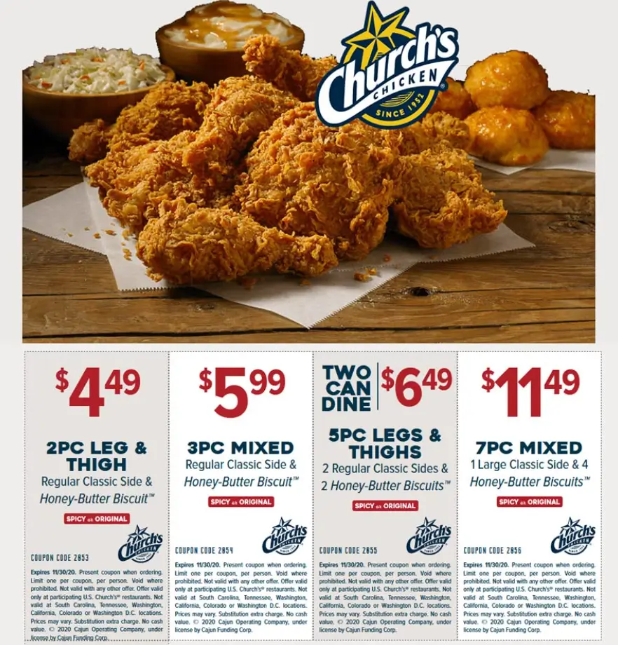 Coupons & Promo Code For Church’s Chicken Menu USA