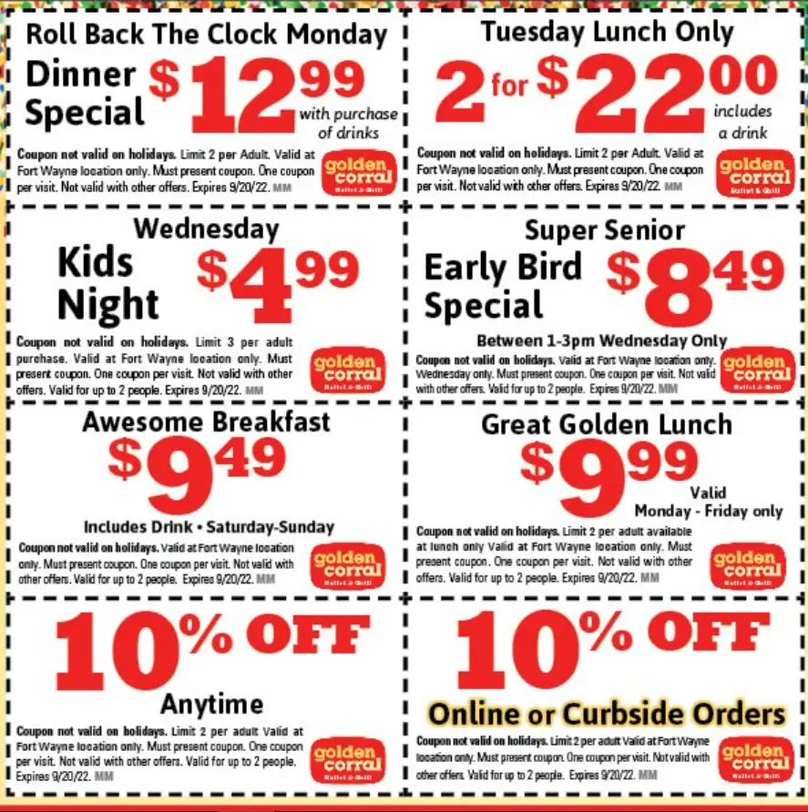 Coupons & Promo Code For Golden Corral Menu USA