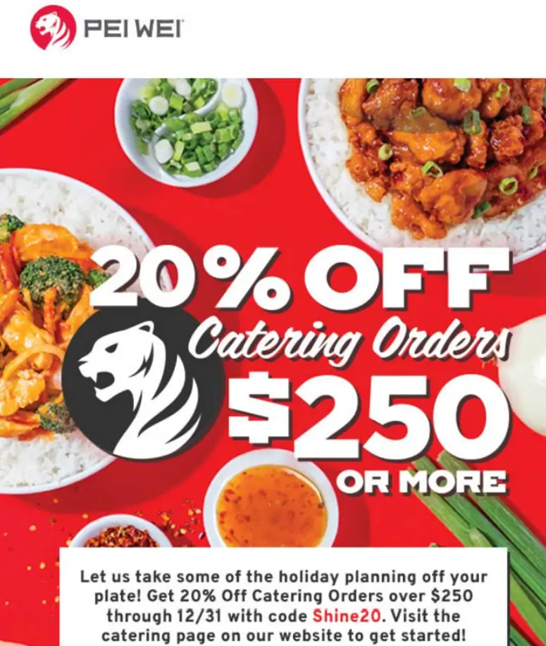 Coupons & Promo Code For Pei Wei Menu USA