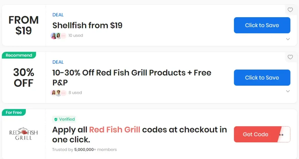 Coupons & Promo Code For Red Fish Grill Menu USA