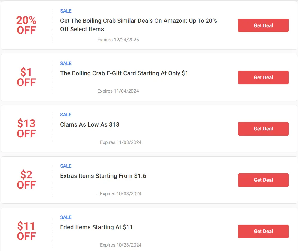 Coupons & Promo Code For The Boiling Crab Menu USA