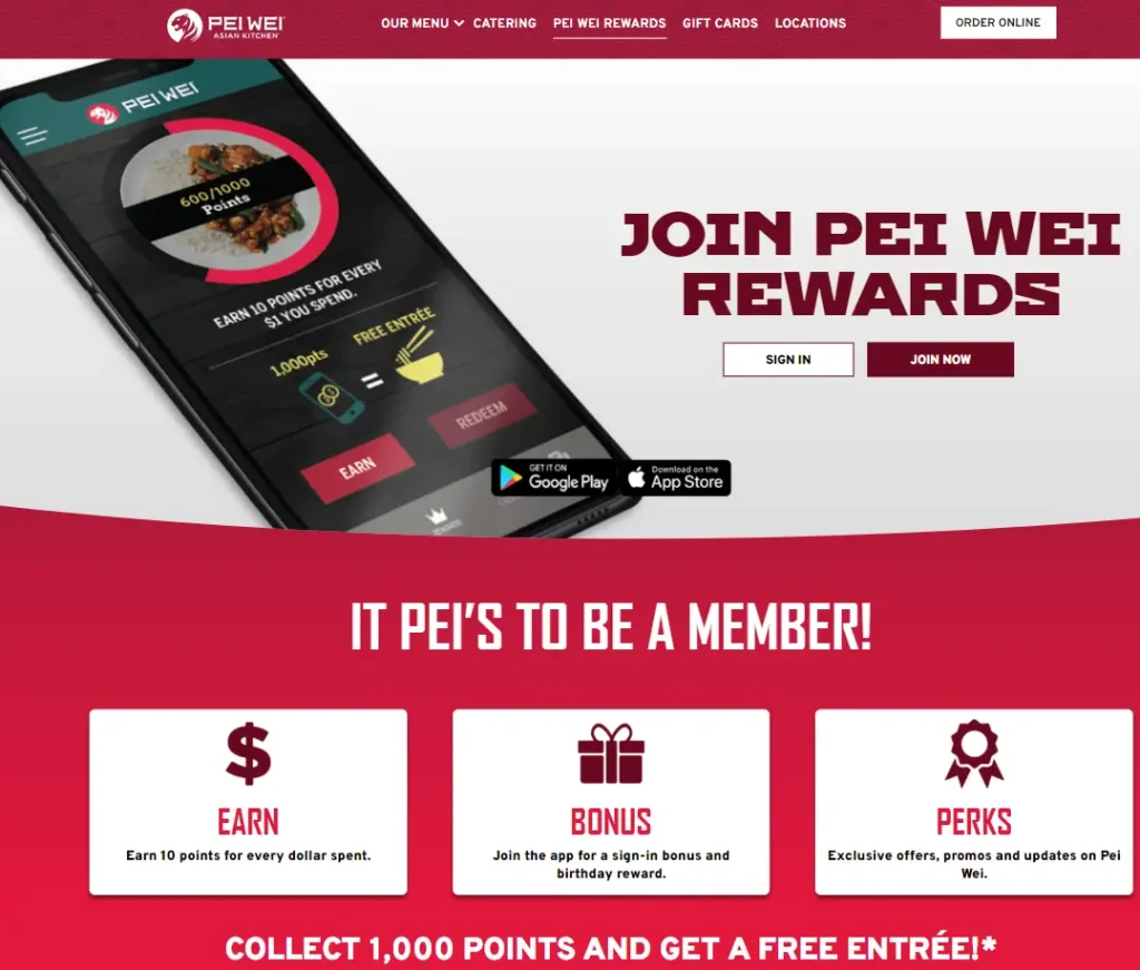 Deals & Rewards Pei Wei Menu USA