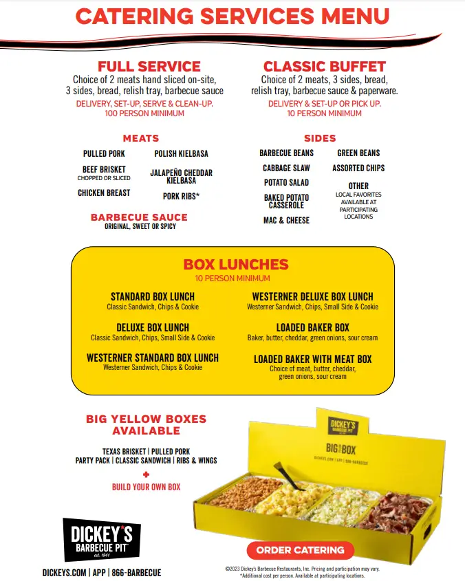 Dickey’s Barbecue Pit Catering Menu USA