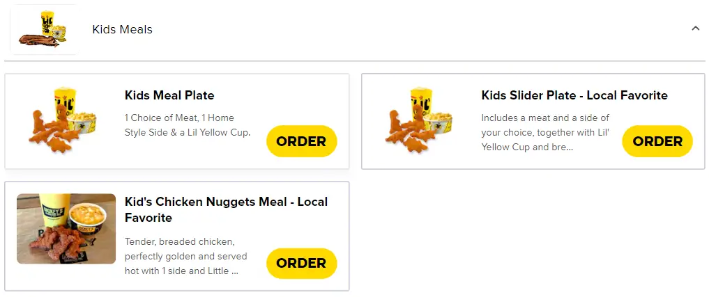 Dickey’s Barbecue Pit Kids Meals Menu USA