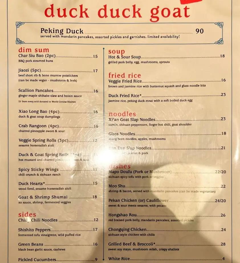 Duck Duck Goat Menu USA