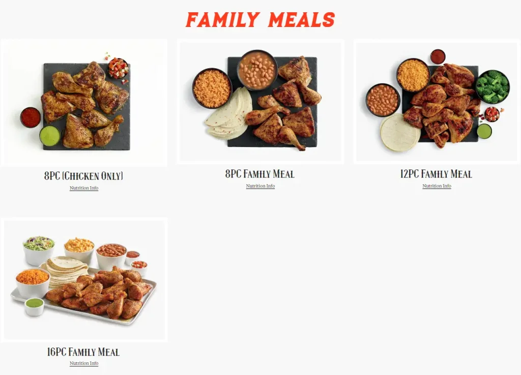 El Pollo Loco Family Chicken Menu USA