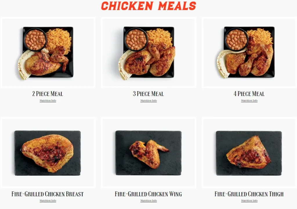 El Pollo Loco Individual Chicken Meals Menu USA