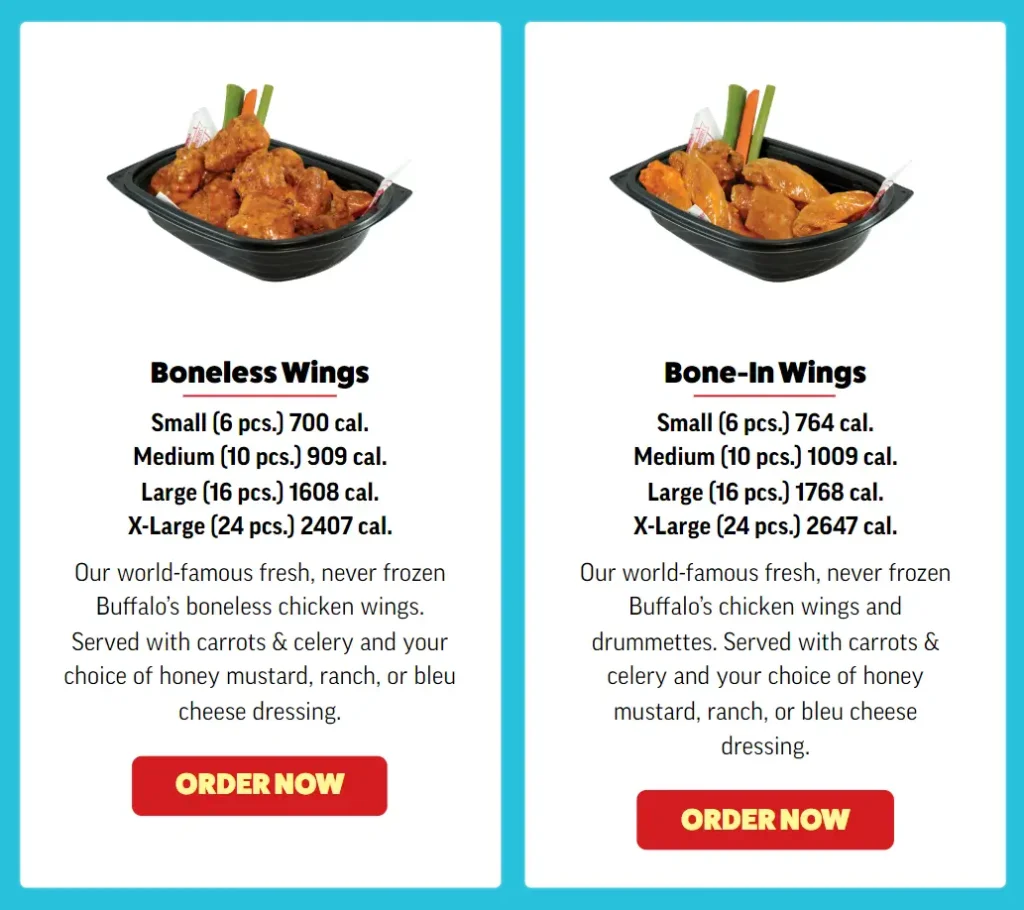 Fatburger Boneless Wings Menu USA