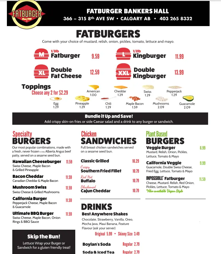 Fatburger Menu USA