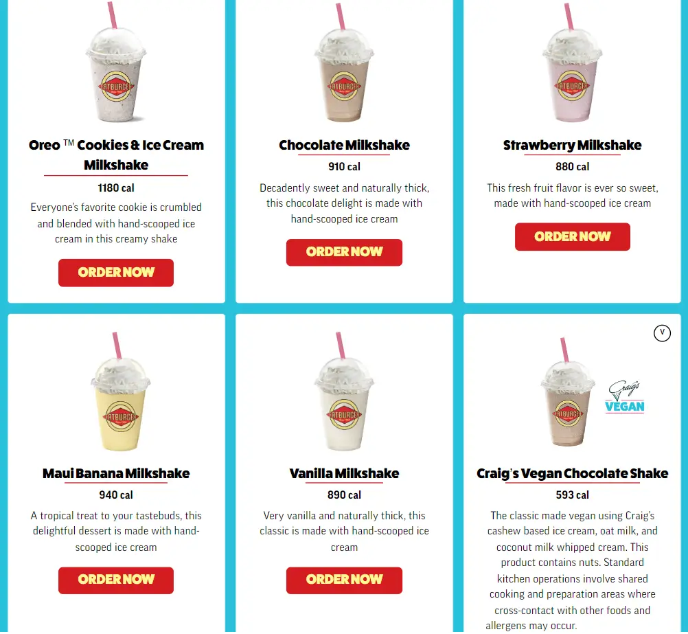 Fatburger Shakes Menu USA