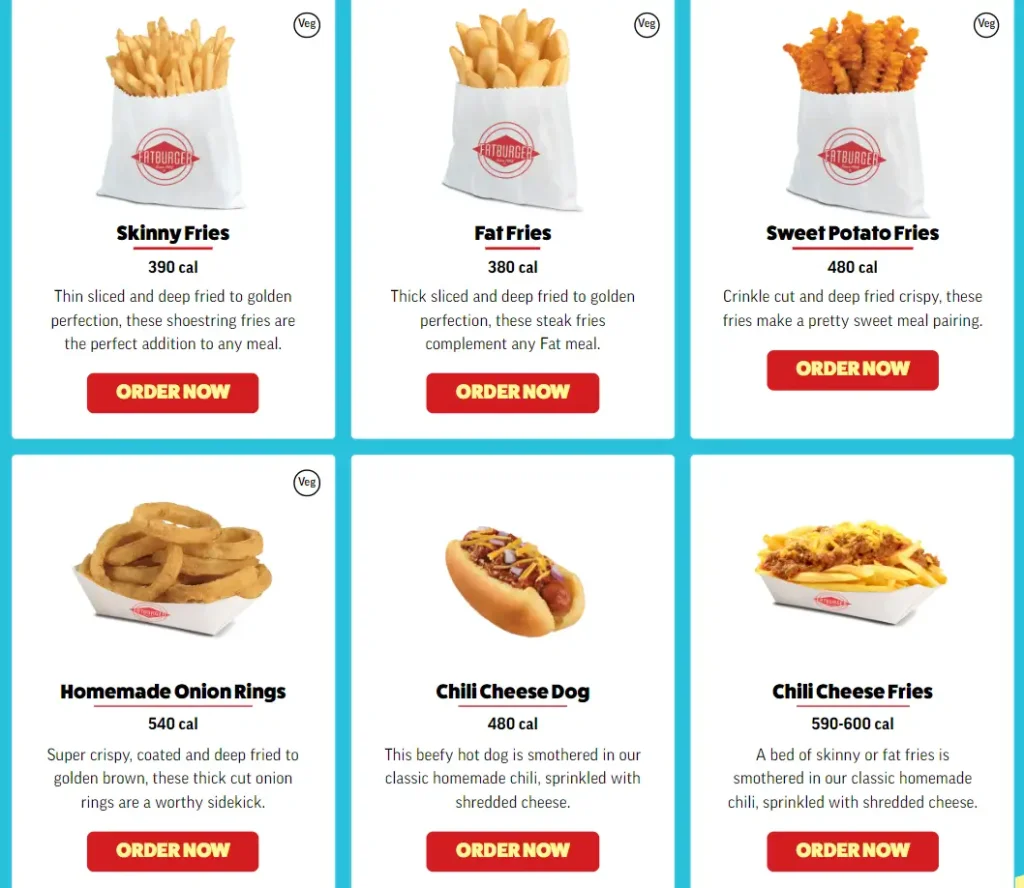 Fatburger Sides & More Menu USA