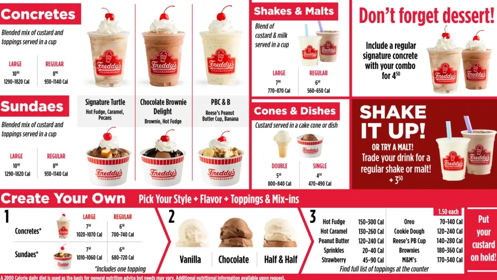 Freddy's Menu Prices USA