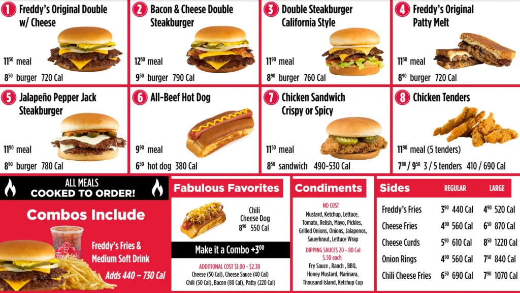 Freddy's Menu With Prices USA