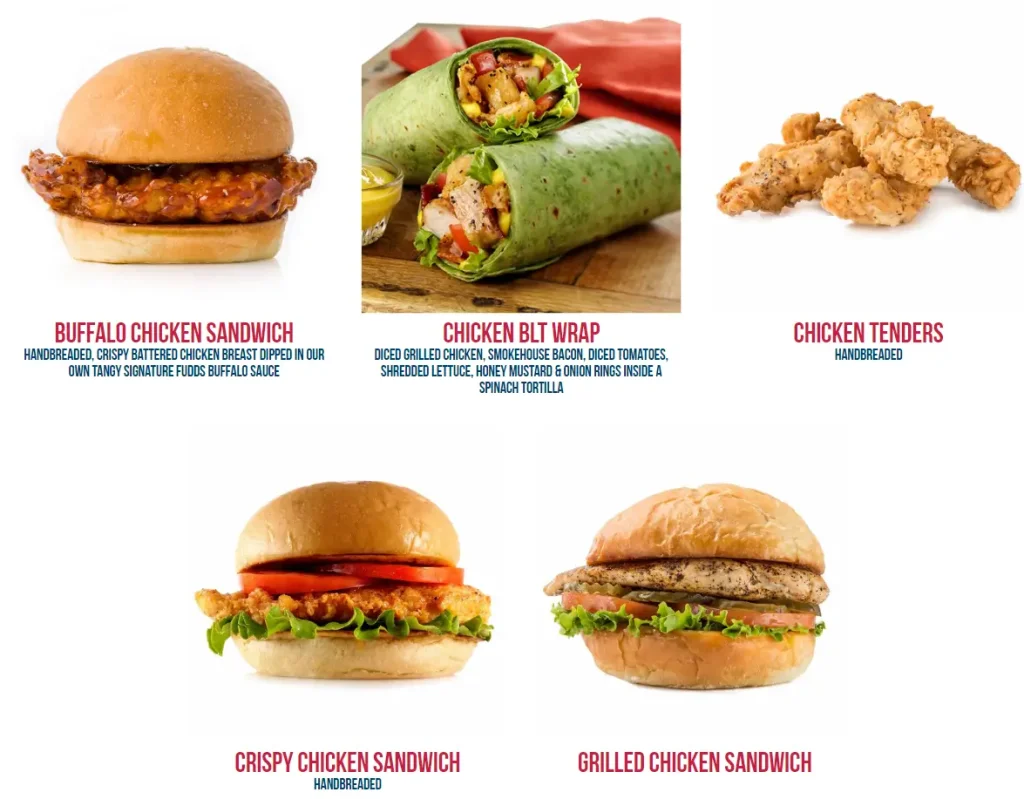 Fuddruckers Chicken Menu USA