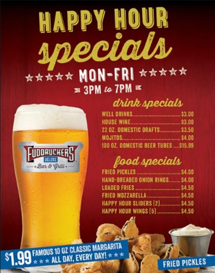 Fuddruckers Happy Hour Specials Deal USA