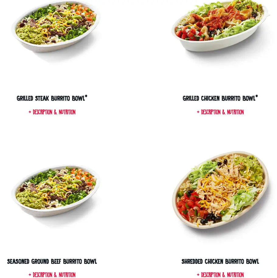 Fuzzy’s Taco Shop Burrito Bowls Menu USA