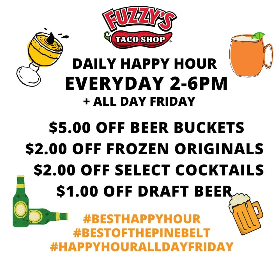 Fuzzy’s Taco Shop Happy Hour Discounts Deal USA