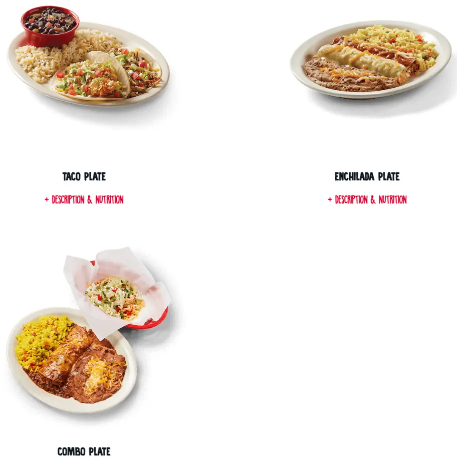 Fuzzy’s Taco Shop Mexican Plates Menu USA