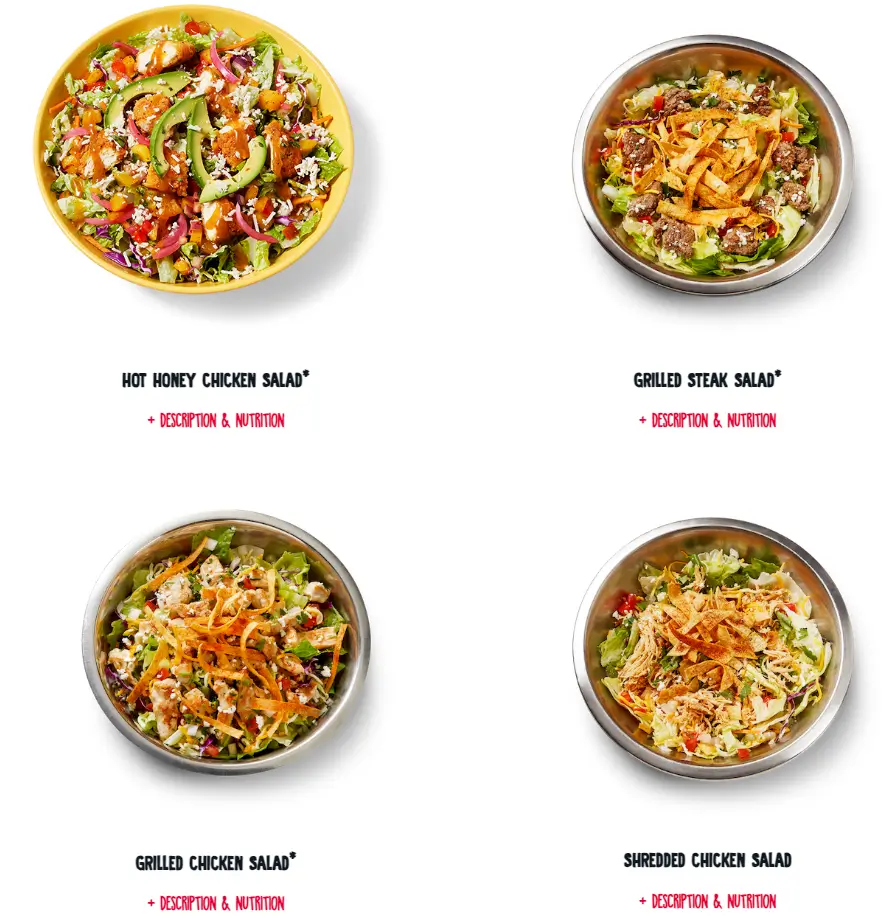 Fuzzy’s Taco Shop Salads Menu USA