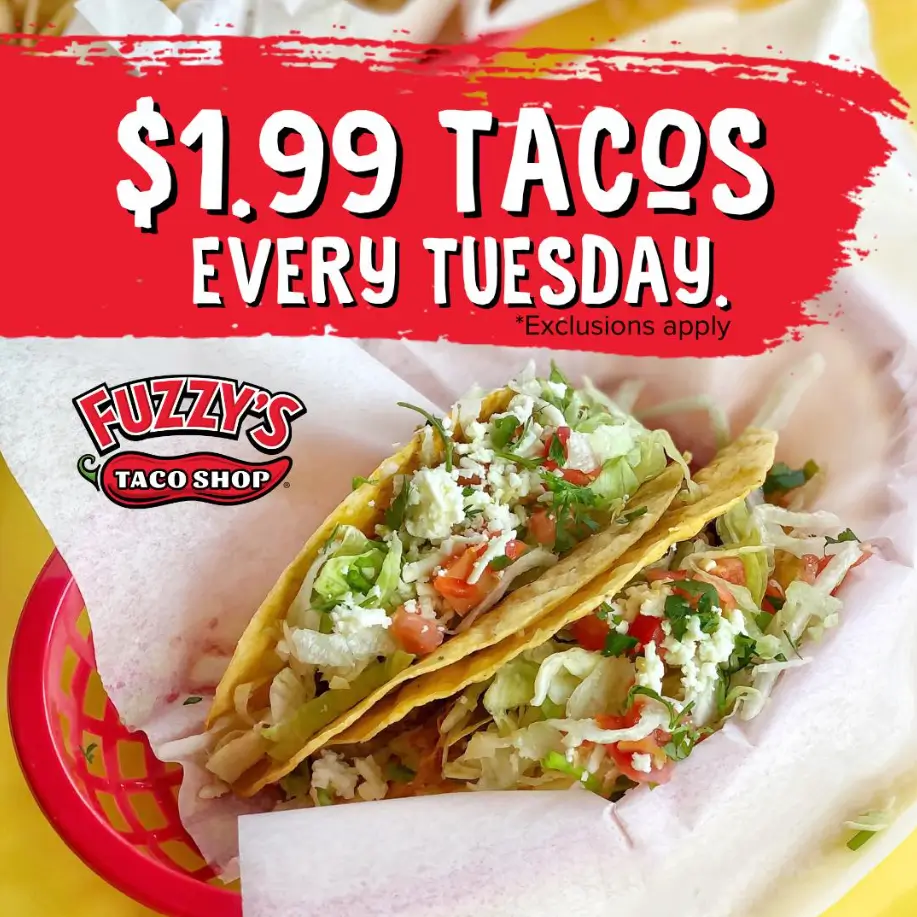 Fuzzy’s Taco Shop Taco Tuesday Specials Deal USA