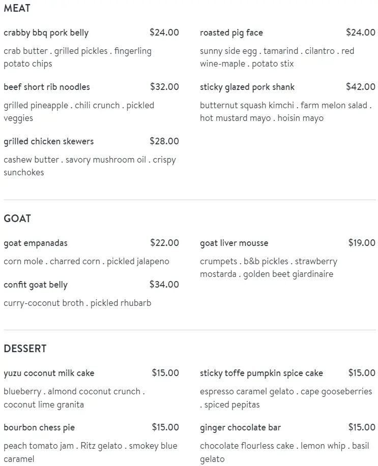 Girl & The Goat Menu Latest Prices USA