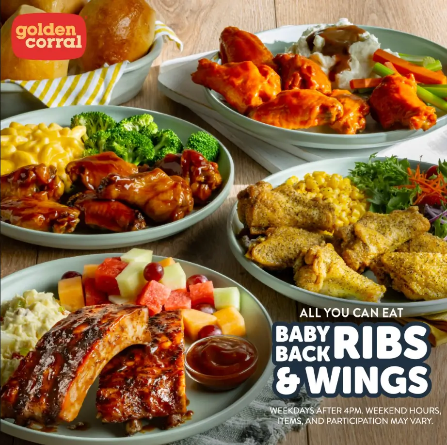 Golden Corral Baby Back Ribs & Wings Menu USA