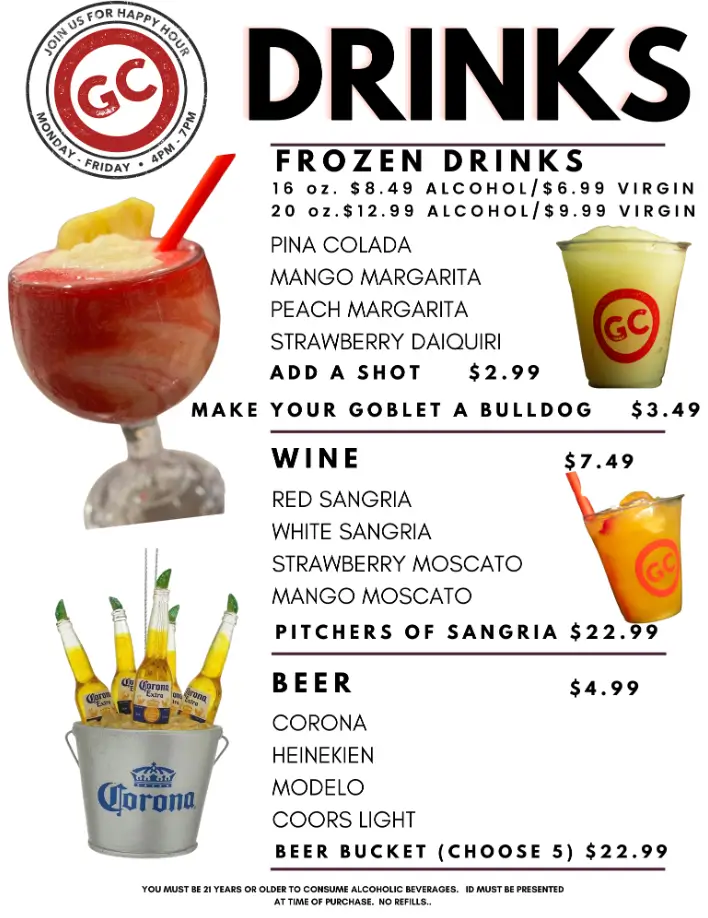 Golden Corral Beverages Menu USA