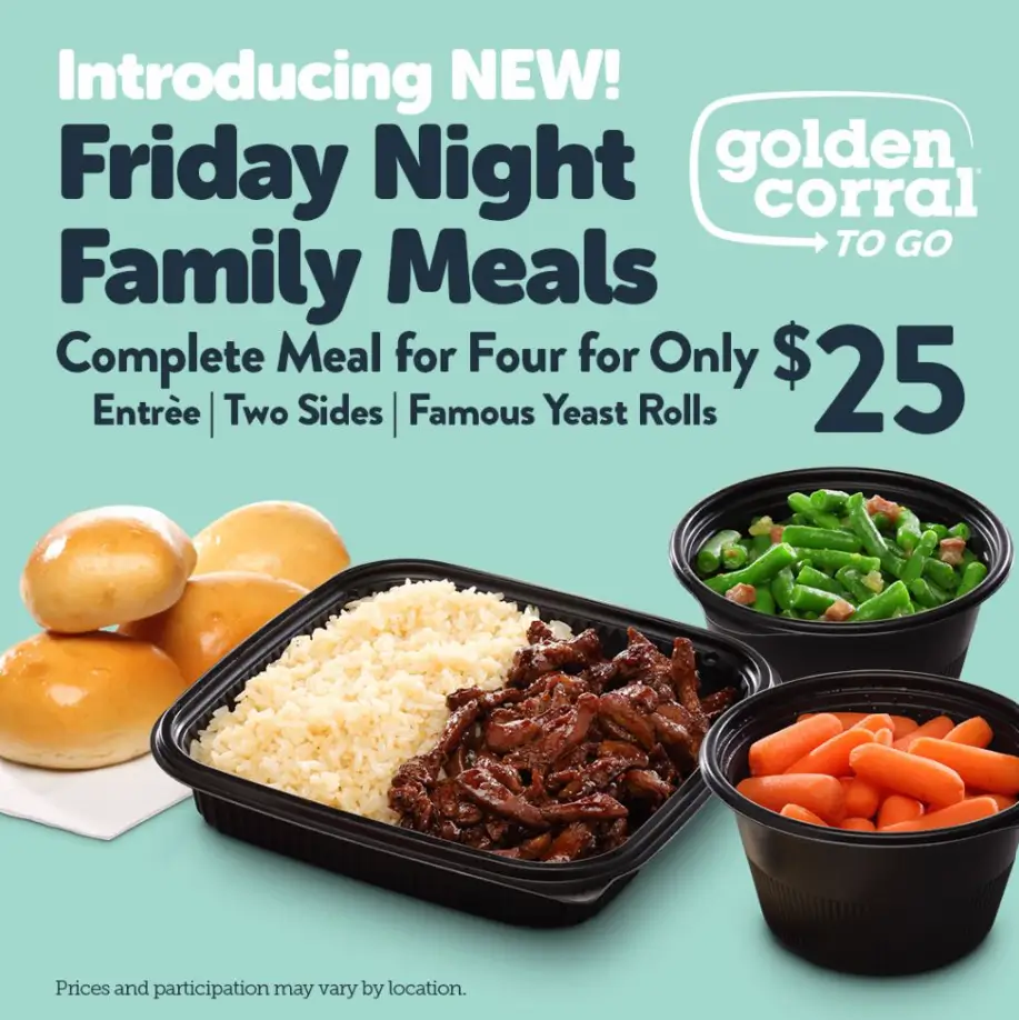 Golden Corral Family Meals Menu USA