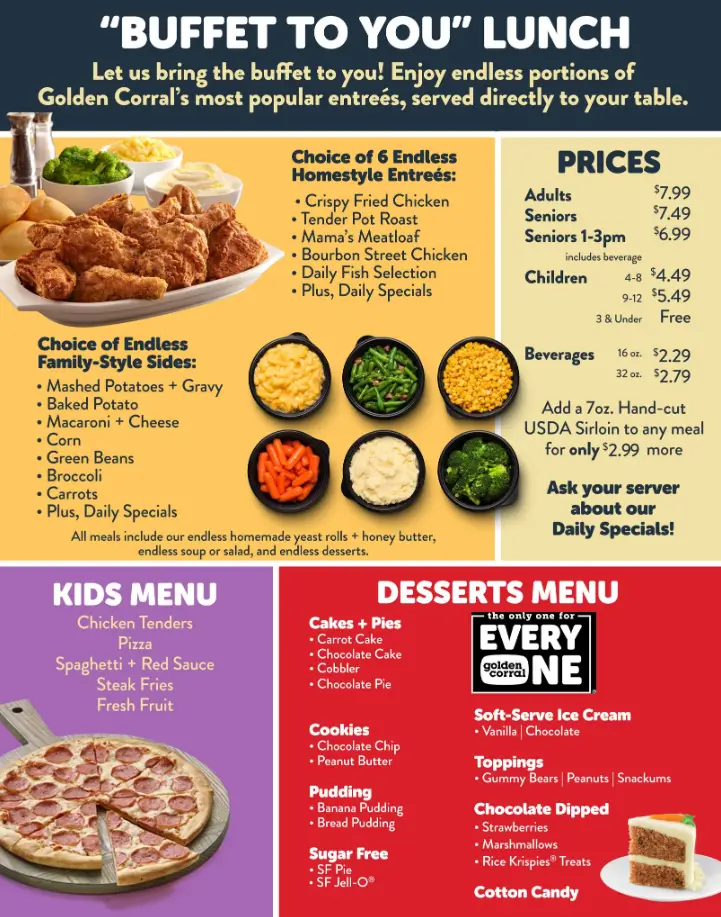 Golden Corral Menu USA