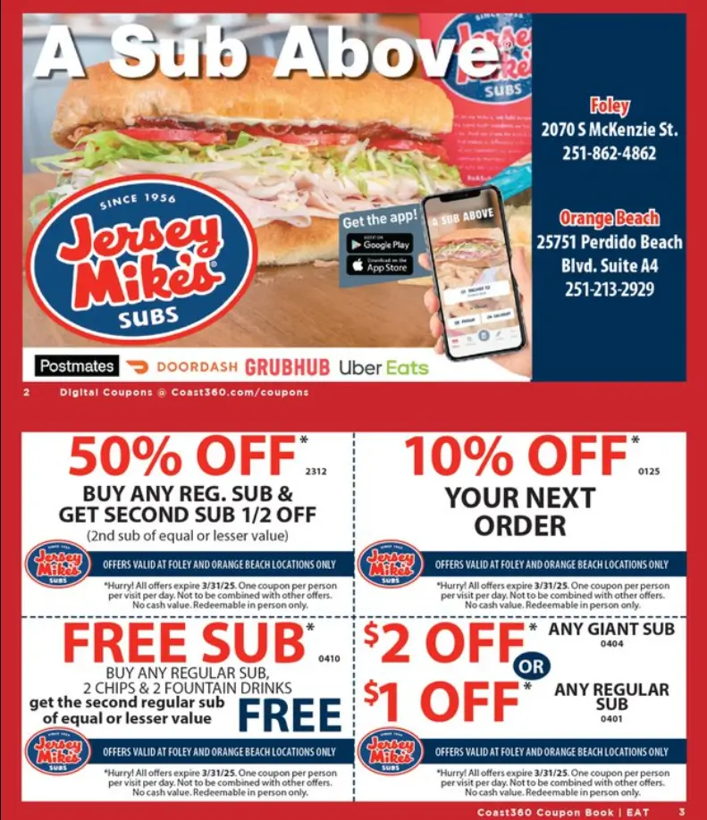 Jersey Mike’s Subs Coupon Offers Deal USA