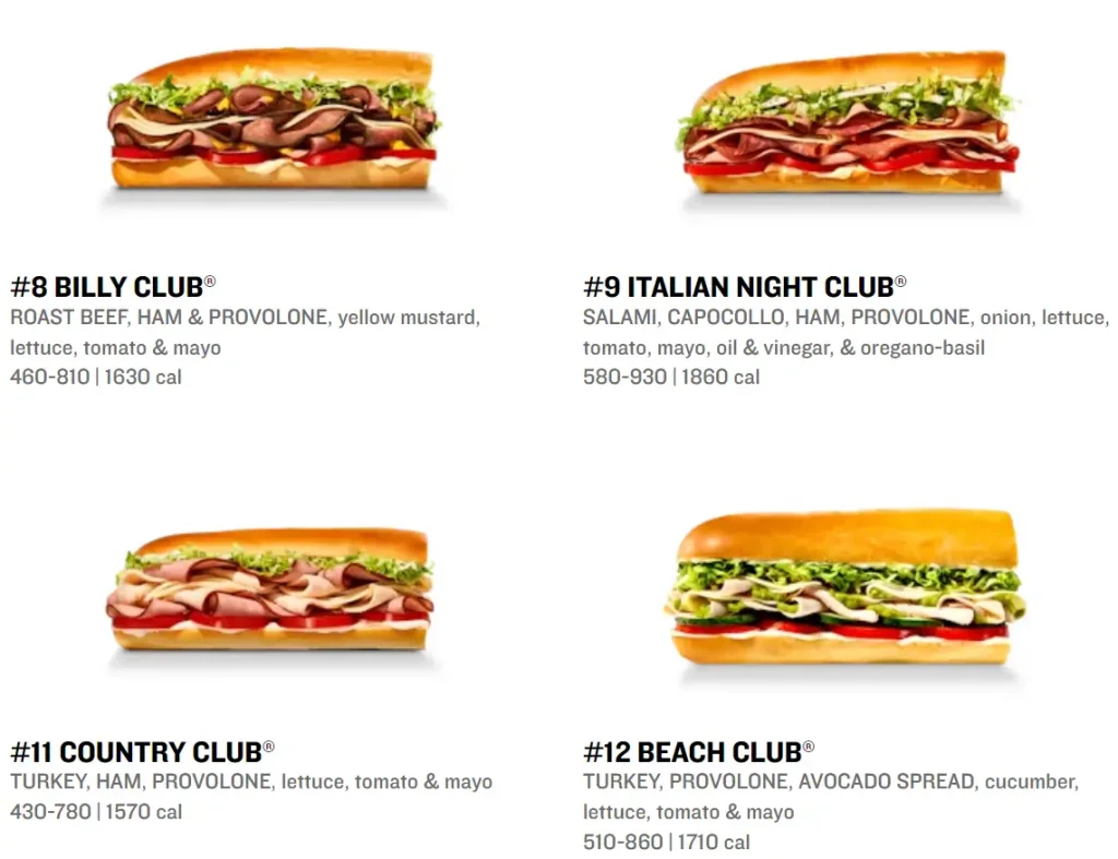 Jimmy John’s Giant FAVORITES Menu USA