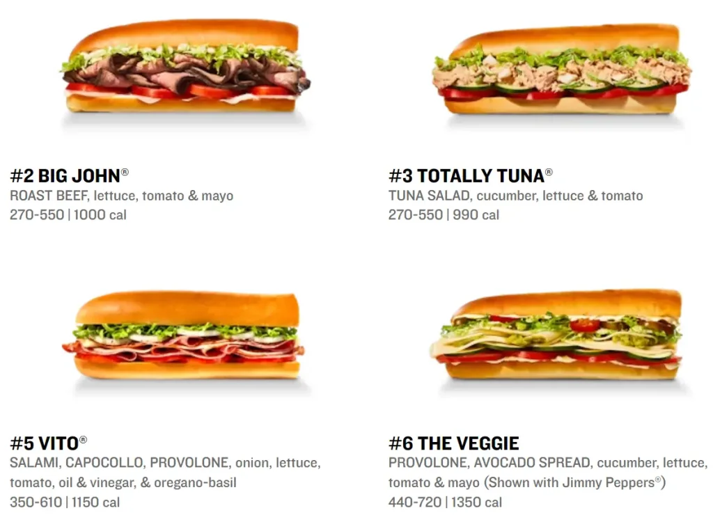 Jimmy John’s Giant ORIGINALS Menu USA