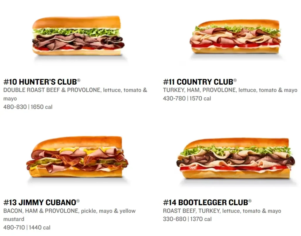 Jimmy John’s Regular FAVORITES Menu USA