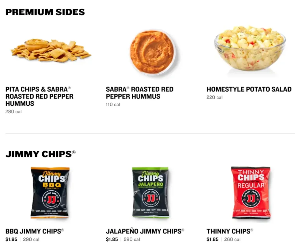 Jimmy John’s Sides Menu USA