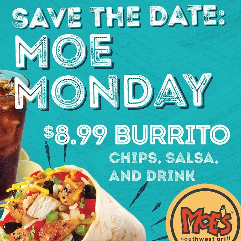  Moe's Monday Deal Menu USA