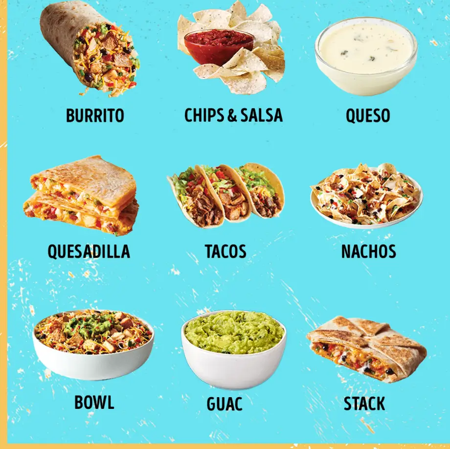 Moe's Southwest Grill Build Your Own Entree Menu USA