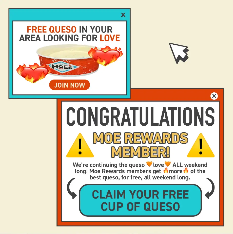 Moe's Southwest Grill Free cup of Queso Deal USA